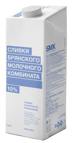Сливки молочные 10% БМК,1л