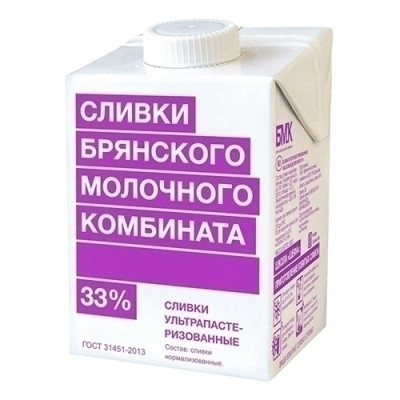 Сливки молочные 33% БМК, 500мл