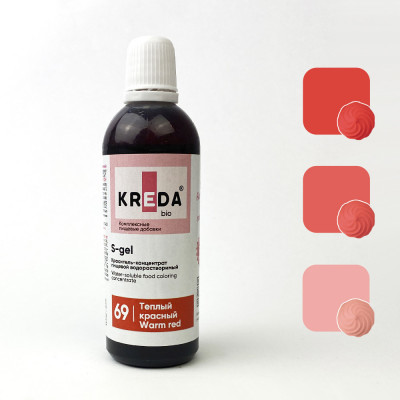 Краситель водорастворимый KREDA S-gel тёплый красный, 80г
