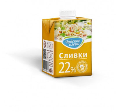Сливки молочные 22%, Чудское озеро, 500мл