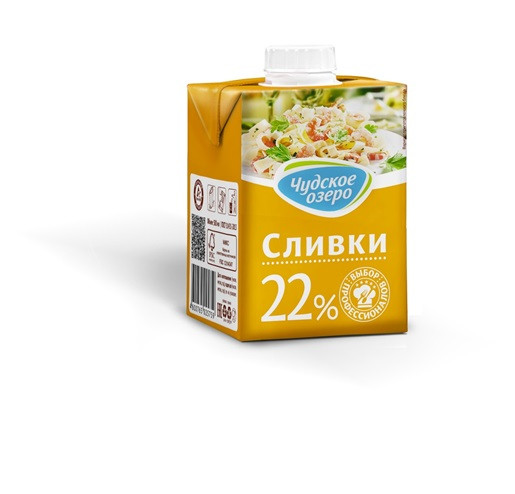Сливки молочные 22%, Чудское озеро, 500мл