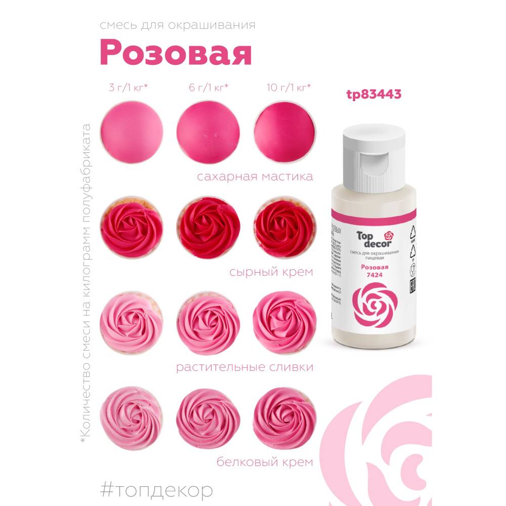 Краситель водорастворимый Top Decor, розовый, 30г