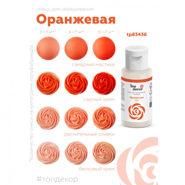 Краситель водорастворимый Top Decor, оранжевый, 30г