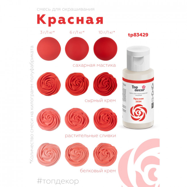Краситель водорастворимый Top Decor, красный, 30г
